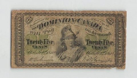 CANADA 25 Cents 1870, DC-1b-i Small Letter B, Circulated Grade.  ..B1 Cover