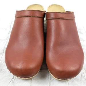 SVEN Womens Size 10.5 EU 41 Brown Leather Clog Made in USA - Picture 1 of 12