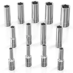 Olsa Tools SAE Socket Set (13pc) | 1/4-Inch Drive | 6-Point Deep Socket Set |... - Picture 1 of 7