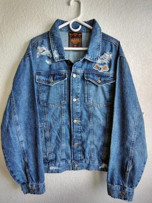 Chamarra De Mezclilla Para Hombre,De La Marca Von Dutch, Color Azul, Con Roturas Foto 1 de 4