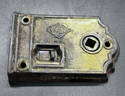 古董 MORTISE 门闩/未经测试 4 英寸长 x 2.5 英寸宽 x 7/8 英寸厚 — 第 1/2 张图片