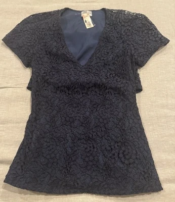 Blusa Philosophy Di Alberta Ferretti para mujer 2 azul marino encaje nueva con etiquetas $595 Foto 1 de 4
