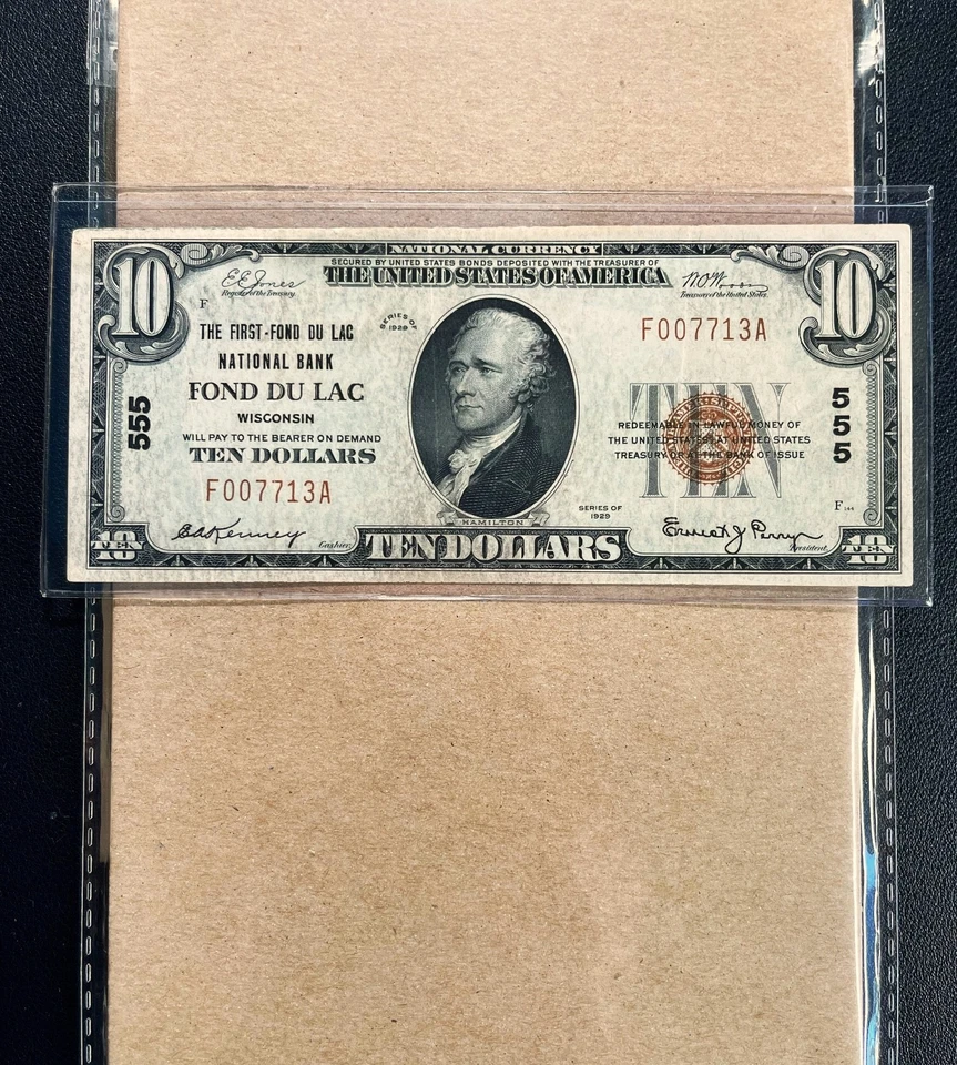 1929 $10 The first FOND DU LAC National Bank WI "Charter # 555" - VF - Image 1 of 2