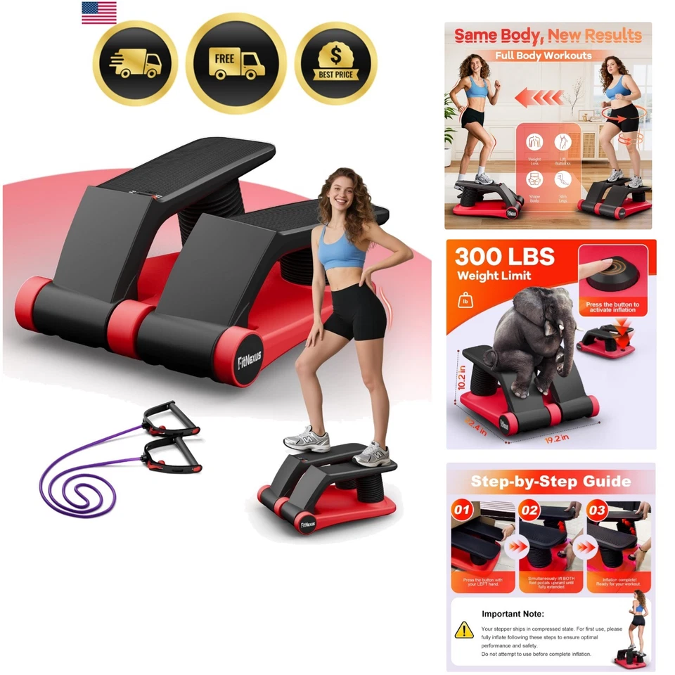 Mini Stair Climber Stepper Exercise Machine with LCD Resistance Bands Compact - Image 1 of 4