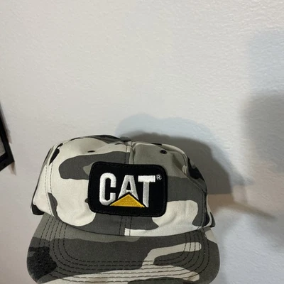 Vintage Camo Cat Diesel Power Trucker Hat Patch Tonkin USA White Snapback (H14)  - Image 1 of 4