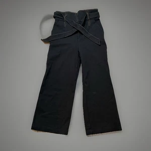 Maeve by Anthropologie Wide Leg Cropped Pants Belted High Waist Black US 8P - Picture 1 of 7