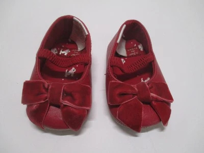 INFANT GIRLS JANIE AND JACK TEDDY BEAR HOLIDAY RED LEATHER SHOES SIZE 1 BIN SH1 - Image 1 of 4