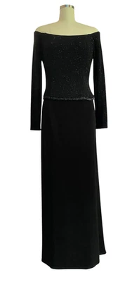 Vestido De Colección Y2k Scott McClintock Negro Talla 12 Cachicho Cuentas Brillo Foto 1 de 4