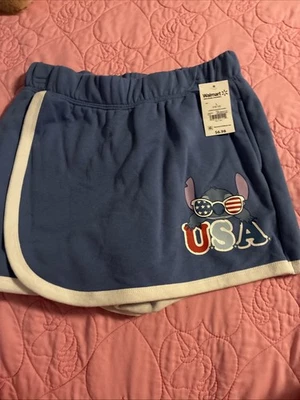 Disney Stitch Nuevo Talla L Niñas Skort Color Azul y Blanco Línea Con Bolsillos Foto 1 de 4