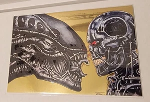 The Art Of Brett Azar 1 ALIEN VS TERMINATOR NYCC EMBOSSED GOLD FOIL Cover LTD 25 - Picture 1 of 2