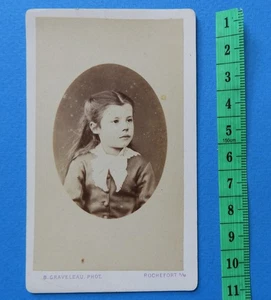 Photo ancienne, format CDV Portrait d'une jeune fille en médaillon (fin XIXè) - Picture 1 of 2