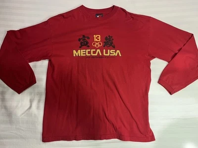 Mecca USA Men's Long Sleeve Tee T-Shirt Red, XL Vintage 90s Streetwear - Image 1 of 4
