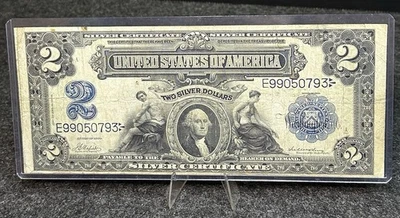 Billete mini ojo de buey certificado plata $2 de 1899 Foto 1 de 2