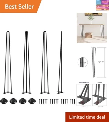 Versátiles patas de horquilla de 40"" - acero negro de alta resistencia para mesas de centro y más Foto 1 de 4