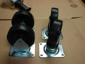 Wagner 4" caster 2 fixed 2 swivel 3-1/8" x 4-1/8" plate 2-3/8" x 3-3/8" hole spc - Picture 1 of 2