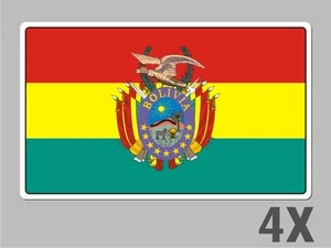 4 Bolivia stickers flag decal bumper car bike emblem vinyl FL008 - Foto 1 di 1