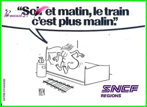 Autocollant stickers SCNF " Soir et matin le train c'est plus malin Humour - Imagen 1 de 1