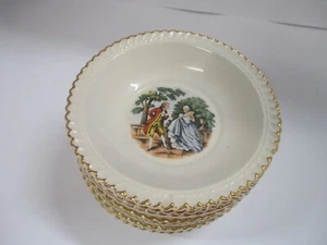 The Harker Pottery Company Courting Couple 6" Bowls 22Kt Gold Trim Set of 12 - Picture 1 of 14