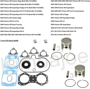 Polaris 550 Classic IQ Shift Trail RMK SS Listed 73 mm BORE Piston Kits Rebuild - Picture 1 of 1
