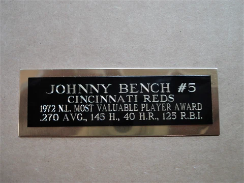 Johnny Bench Reds 1972 NL MVP Award Baseball Card Plaque Nameplate 1" X 3" Cover