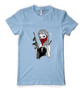 Frozen Gangster Princess Matchstick Tommy Gun Personalised Unisex Adult T Shirt - Picture 1 of 20