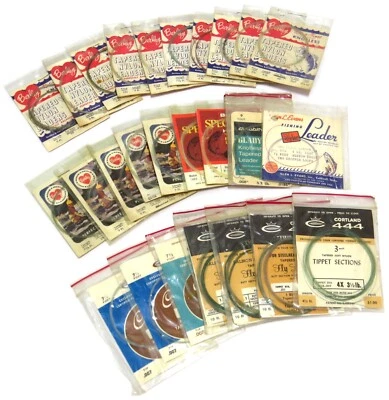 Vintage Fishing Leaders, Lot of 26 Assorted, Cortland, Evens, Berkley, etc, Read - Image 1 of 4