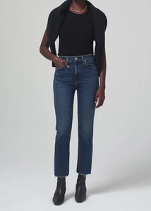 Citizens Of Humanity Daphne Crop High Rise Organic Cotton Blue Jeans Pants Sz 27 - Picture 1 of 22