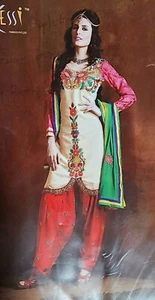 3 peice open fabric silk Salwar Kameez punjabi plazo suit bollywood indian Pak - Picture 1 of 6