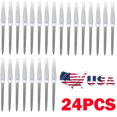 24PC White Nail File Metal 6 inch Stainless Steel Nail Files For Fingernails USA - Image 1 of 4