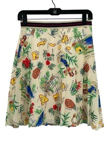 Gonna a pieghe J Crew Factory Hawaii stampa retrò taglia 0 - Foto 1 di 12