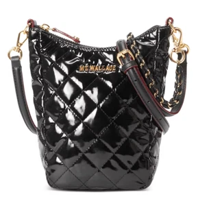 MZ WALLACE Crosby Go Mini Crossbody Convertible Chain Purse ~NWT~ Black Lacquer - Picture 1 of 5