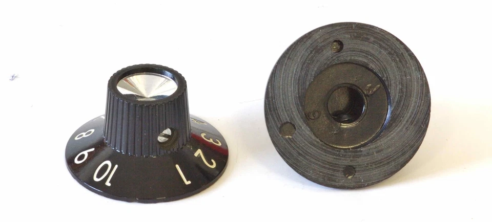 Für Fender Amps: Amp-Knopf Potiknopf Vintage Ziffern 1-10 weiß Spiegel chrom