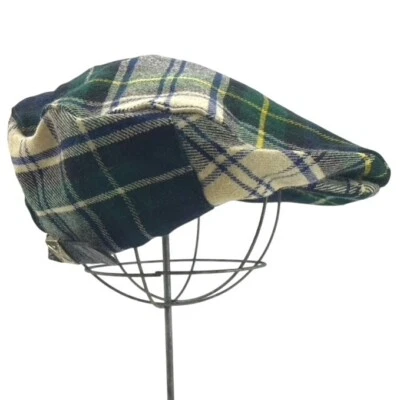 复古 LaMODE Du 高尔夫格子男式平底帽格子帽 Snap Brim 羊毛混纺美国 — 第 1/4 张图片