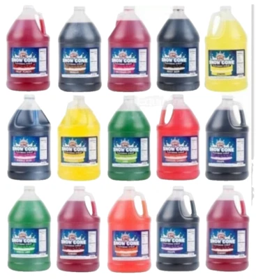 CARNIVAL KING 4 PACK Your CHOICE 1 Gallon Syrup MIX Flavors Snow Cone Machine Shaved Ice bonus