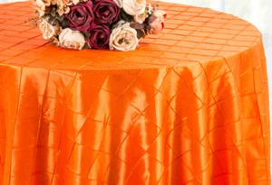 Wedding Linens Inc. 90" Pintuck Taffeta Round Table Overlay / Tablecloth - Picture 1 of 29
