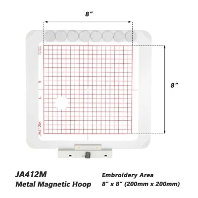 JA412M/8x8 inch Magnetic Embroidery Hoop for Janome Embroidery Machine - Image 1 of 4
