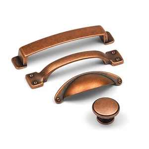 Copper Kitchen Cupboard Handles Antique Bar Cup Knob Cabinet Door Drawer Pull - Picture 1 of 57