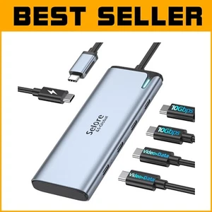 4K Dual Monitor USB C Hub with 100W PD & 10Gbps Data Transfer - Light Grey - Photo 1 sur 9