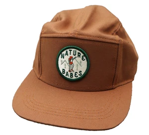 NATURE BABES EMBROIDERED PATCH ADJUSTABLE LEATHER STRAP TIMBER BROWN CAMP CAP! - Picture 1 of 9