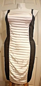 Abito Body Maurice's Studio Y Nero-Bianco Cocktail Prom Seta 11/12 Nuovo con etichette Reg $50 - Foto 1 di 6