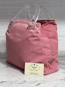 Authentische Vintage Prada rosa Nylon Tessuto Kunststoff Top Griffe Beuteltasche Schultertasche - Bild 1 von 20