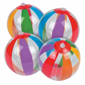 Inflatable 5" Clear Rainbow Mini Beach Balls - Toys - 12 Pieces - Picture 1 of 1