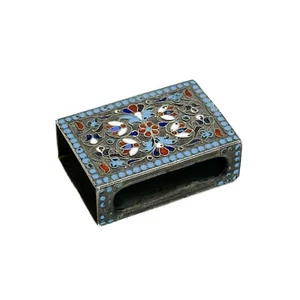 Russian Silver and Cloisonne Enamel Matchbox Holder early 20th cen - Picture 1 of 4