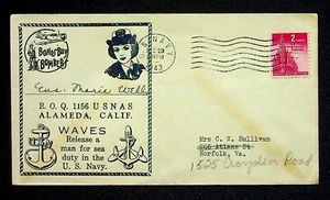 1943 Marie Well Original Autograph On Cover U.S. Navy Waves Bond Campaign - Picture 1 of 1