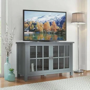 TV Stand 55-in. Storage Cabinet Buffet Glass Doors Shelves Entryway Living Room - Picture 1 of 7