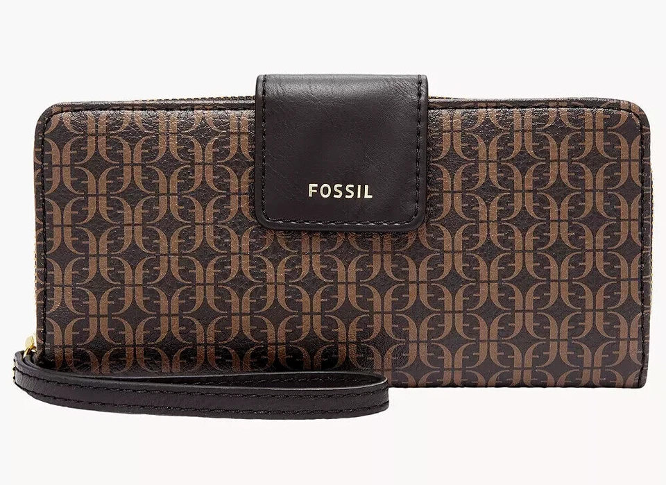 Fossil Madison Zip Clutch Signature Wristlet Organizer SWL2246015 Wallet