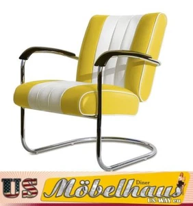 LC-01 Yellow/W Bel Air Möbel Swingstuhl Diner Wohnzimmer Sessel Relaxsessel USA - Bild 1 von 6