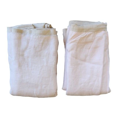 Juego de pares de 2 herrajes de restauración diestro paneles de lino rosa avena dobladillo crudo  Foto 1 de 4