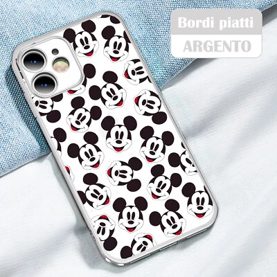Custodia cover per iPhone 13 12 11 X XS 7 8 in Tpu morbido placcato Argento T5 - Immagine 1 di 4