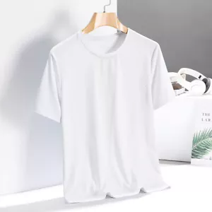 Men's Trend Short Sleeve Thin Slim Fashion Gym Tops Ice Silk Quick Dry T-Shirt - Picture 1 of 12